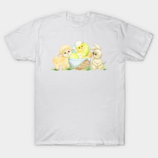 Bunny,Chicken,Lamb,Wicker,Basket and Easter Eggs T-Shirt